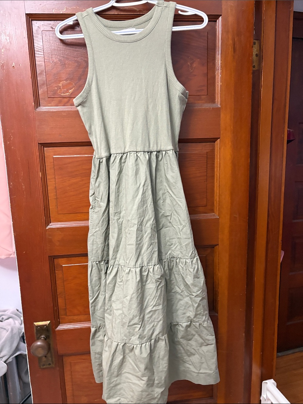 Maurices Olive Green Sleeveless Tiered Maxi Dress